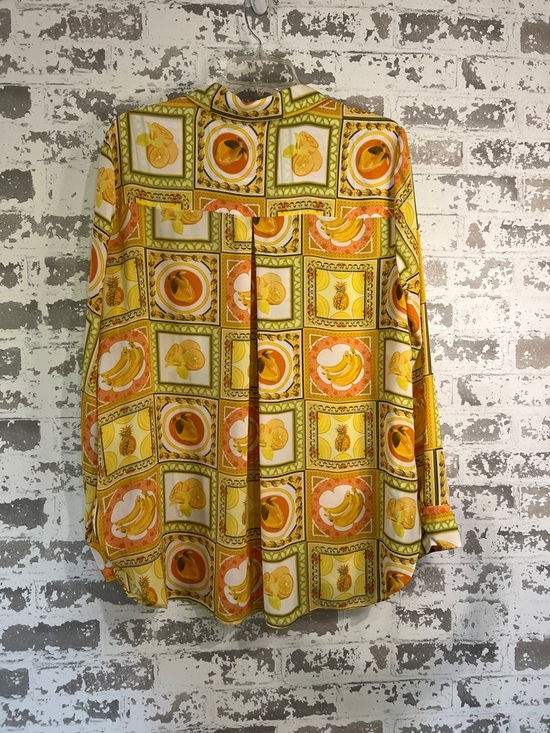 Rose & Olive Yellow and Orange Fruit-Print Casual Button-Down Shirt - Picture 4 of 4